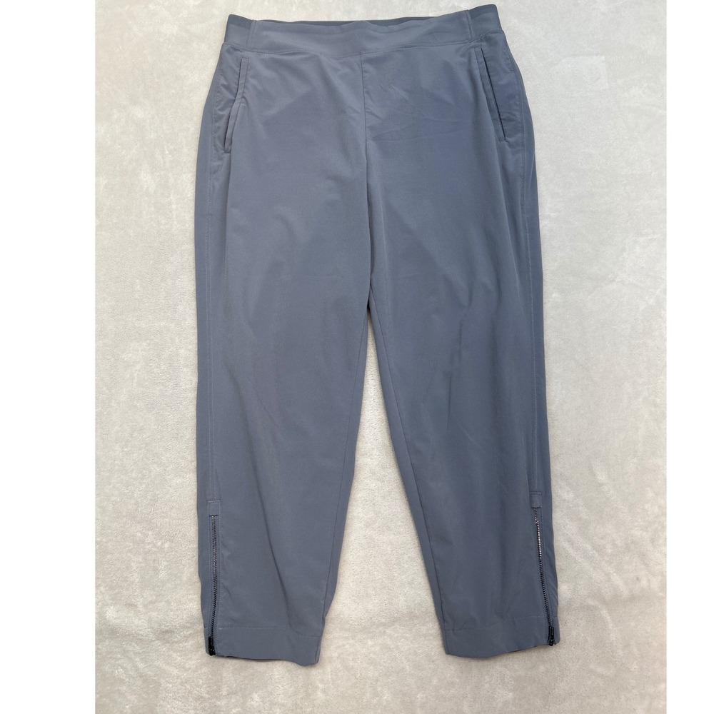 Athleta Athletic Pants Women 12P Gray Tapered Ankle Zip Stretch Pocket Active